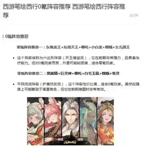 西行最强阵容插图1